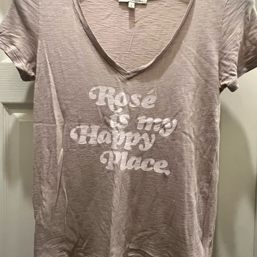 Express Light Pink V-Neck Graphic Tee